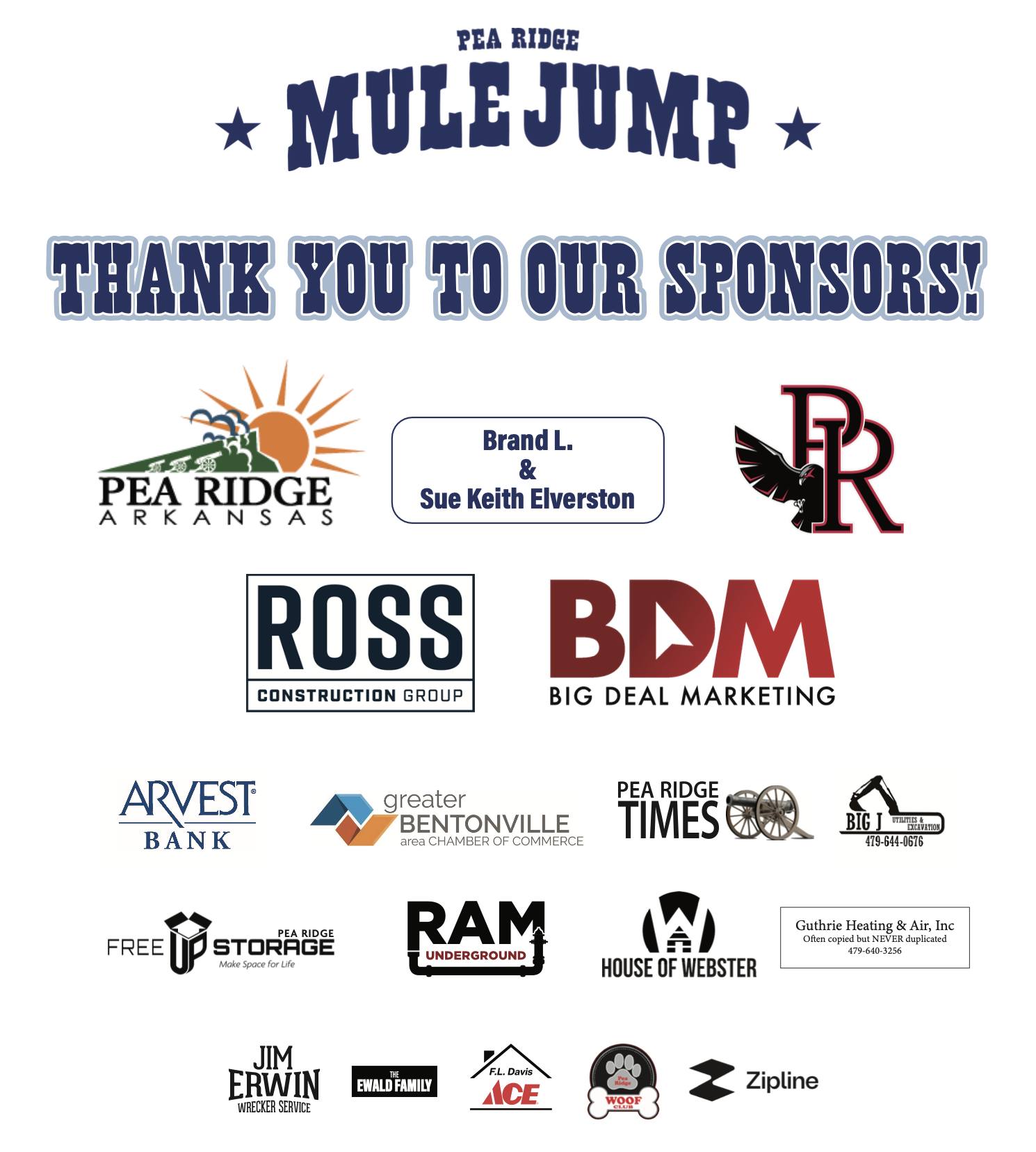 Pea Ridge Mule Jump 2023 Sponsors