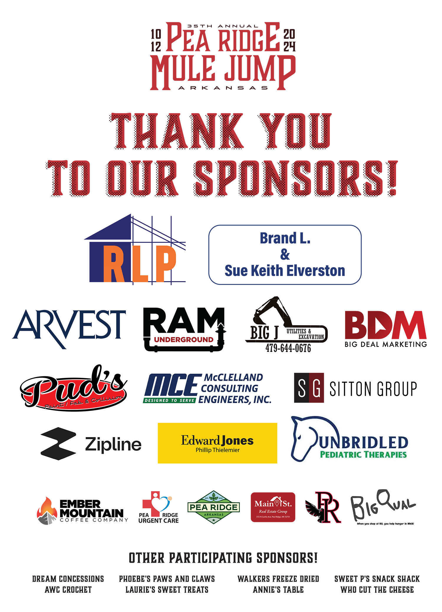 Pea Ridge Mule Jump 2024 Sponsors